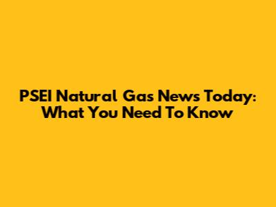 PSEI Natural Gas News Today: What You Need To Know